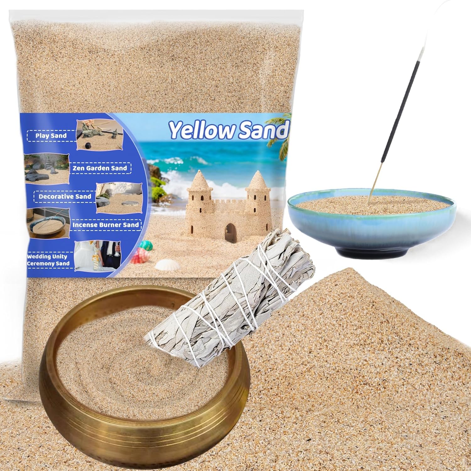 Rainflow fine yellow quartz sand front view packaging