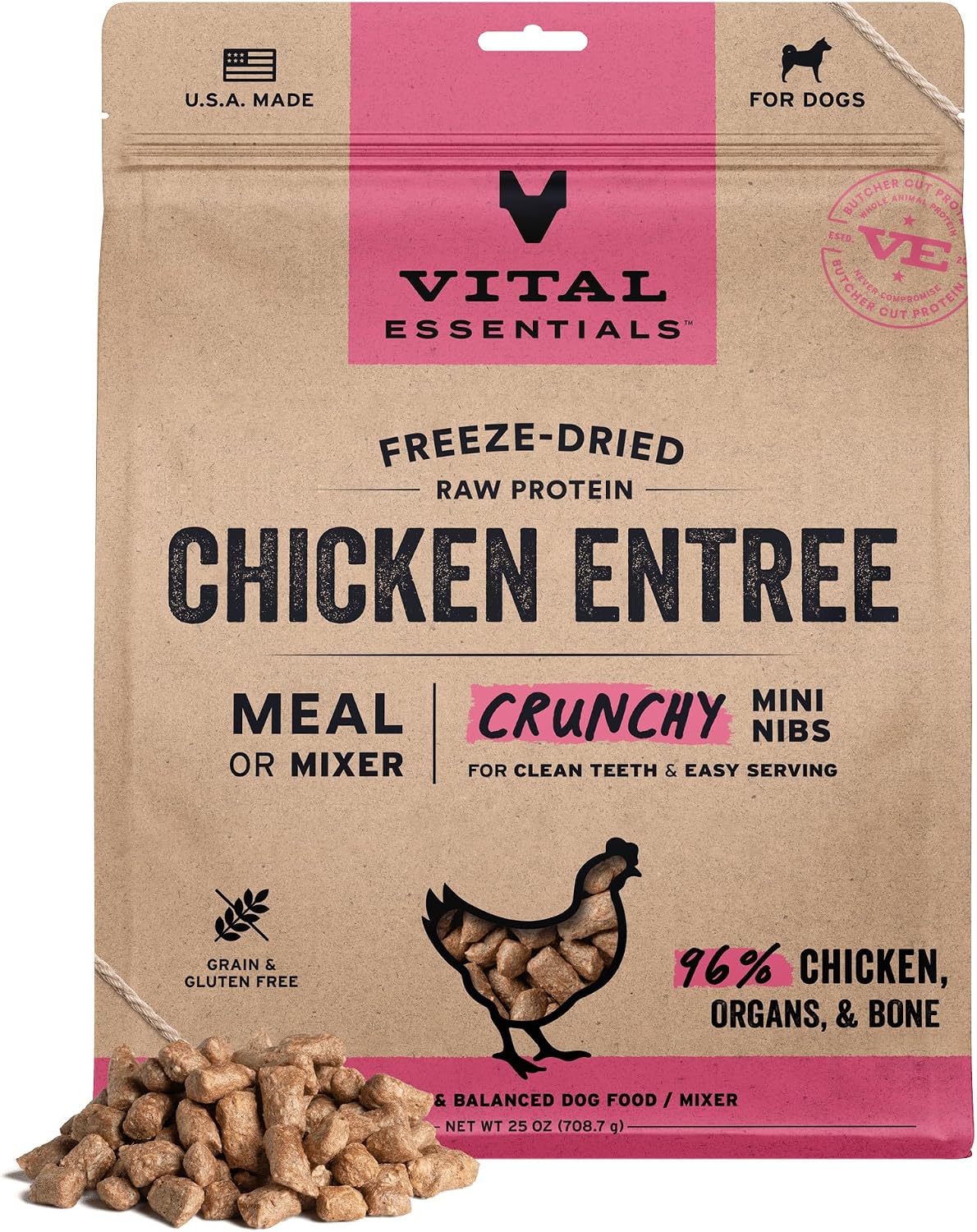 Vital Essentials Freeze Dried Dog Food, Raw Beef Crunchy Mini Nibs | Complete Meal or Topper | 96% Beef, Organs & Bone | Limited Ingredient, High Protein, Grain Free Dry Dog Food | 14 oz Bag - Image 13