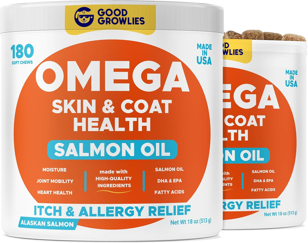 Omega 3 Fish Oil for Dogs (180 Ct) - Skin & Coat Chews - Dry & Itchy Skin Relief + Allergy Support - Shiny Coats - EPA&DHA Fatty Acids - Natural Salmon Oil Chews Promotes Heart, Hip & Joint Support - Image 10
