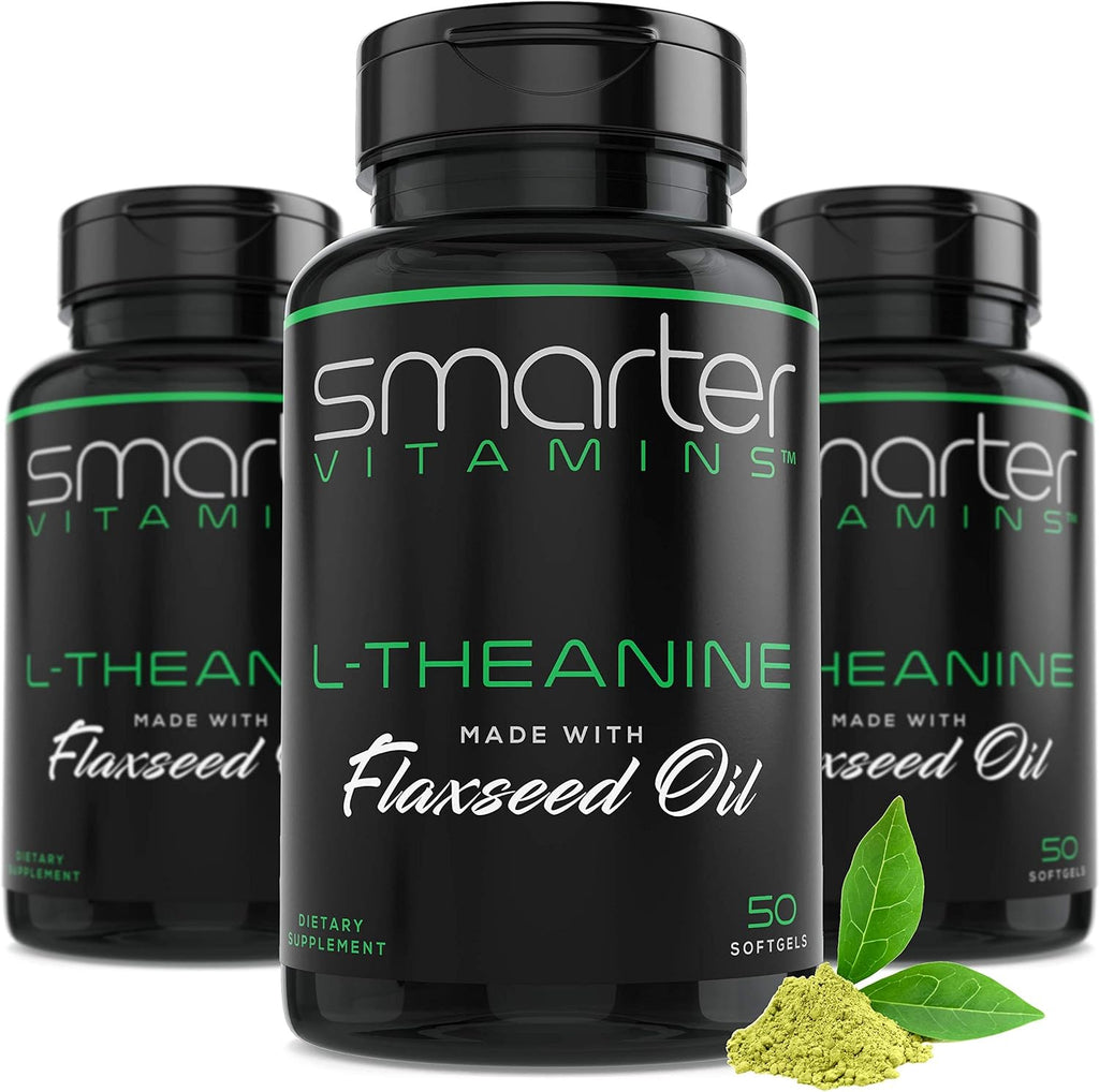 Smarter Vitamins L-Theanine 250mg liquid softgels front bottle view