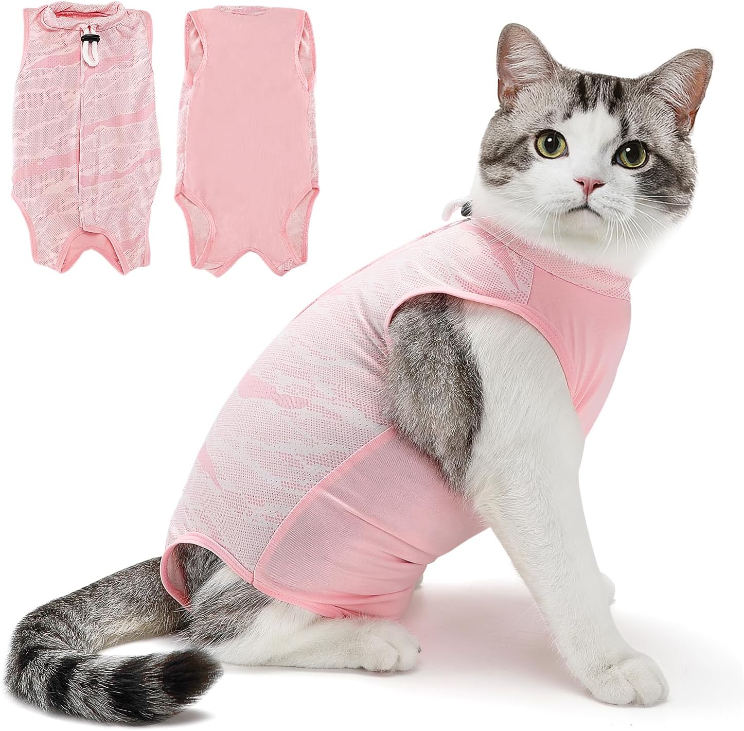 SlowTon Cat Recovery Suit - Cat Onesie for Cats After Surgery Female Male, Kitten Clothes Cats Surgical Spay Suit Abdominal Wounds, E-Collar Alternative Bodysuit Shirt Anti-Licking (Blue Flower,M) - Image 12