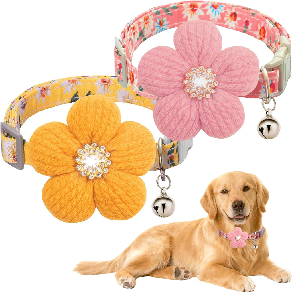Small Dog Collar with Flower, Spring Dog Collar for Girl Dog Collars for Small Dogs Cute Dog Collar with Bell, Adjustable Length - Image 12