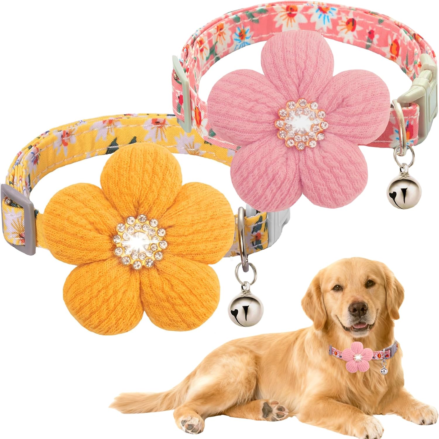 Small Dog Collar with Flower, Spring Dog Collar for Girl Dog Collars for Small Dogs Cute Dog Collar with Bell, Adjustable Length - Image 12