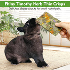 Close up view of Fhiny natural Timothy hay dental snacks with dried flowers for chinchillas.