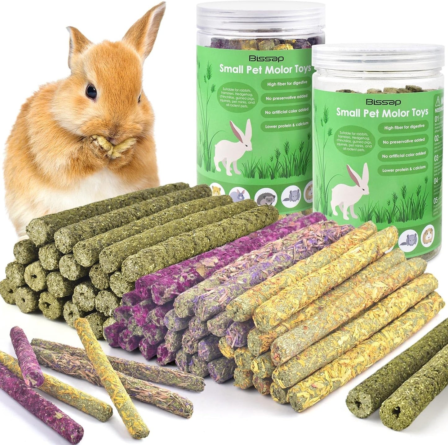 Bissap Timothy Hay Sticks for Rabbits 38PCS, Natural Timothy Grass Molar Teeth Stick Chew Toys for Bunnies Chinchillas Guinea Pigs Hamsters and Other Small Animals Treats - Image 10