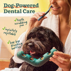 Side view of Woof toothbrush toy showing cleaning bristles