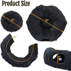 R1M MERCH interactive cat tube playground unzipped into a semi-circle configuration with hanging toy ball