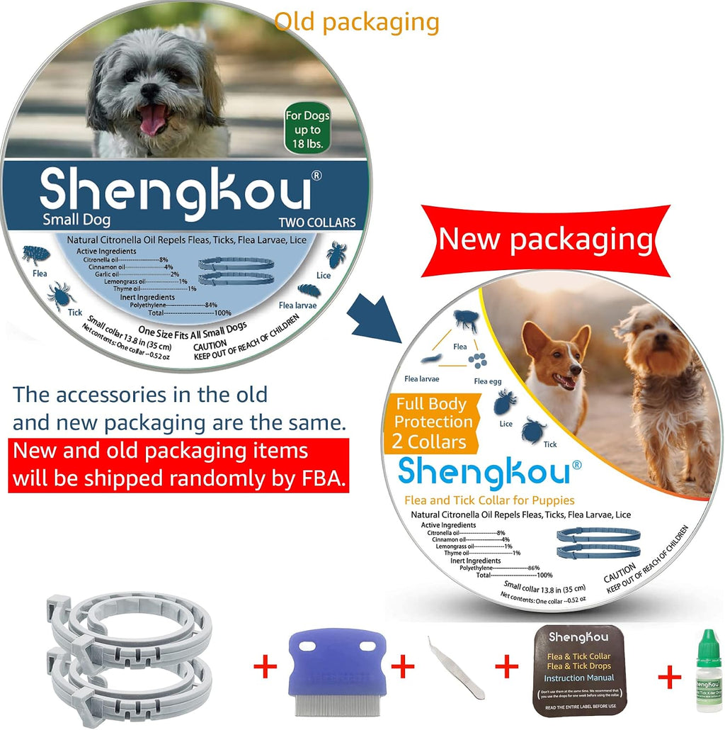 Two natural plant-based flea collars for small dog breeds
