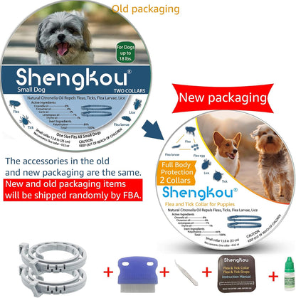 Two natural plant-based flea collars for small dog breeds