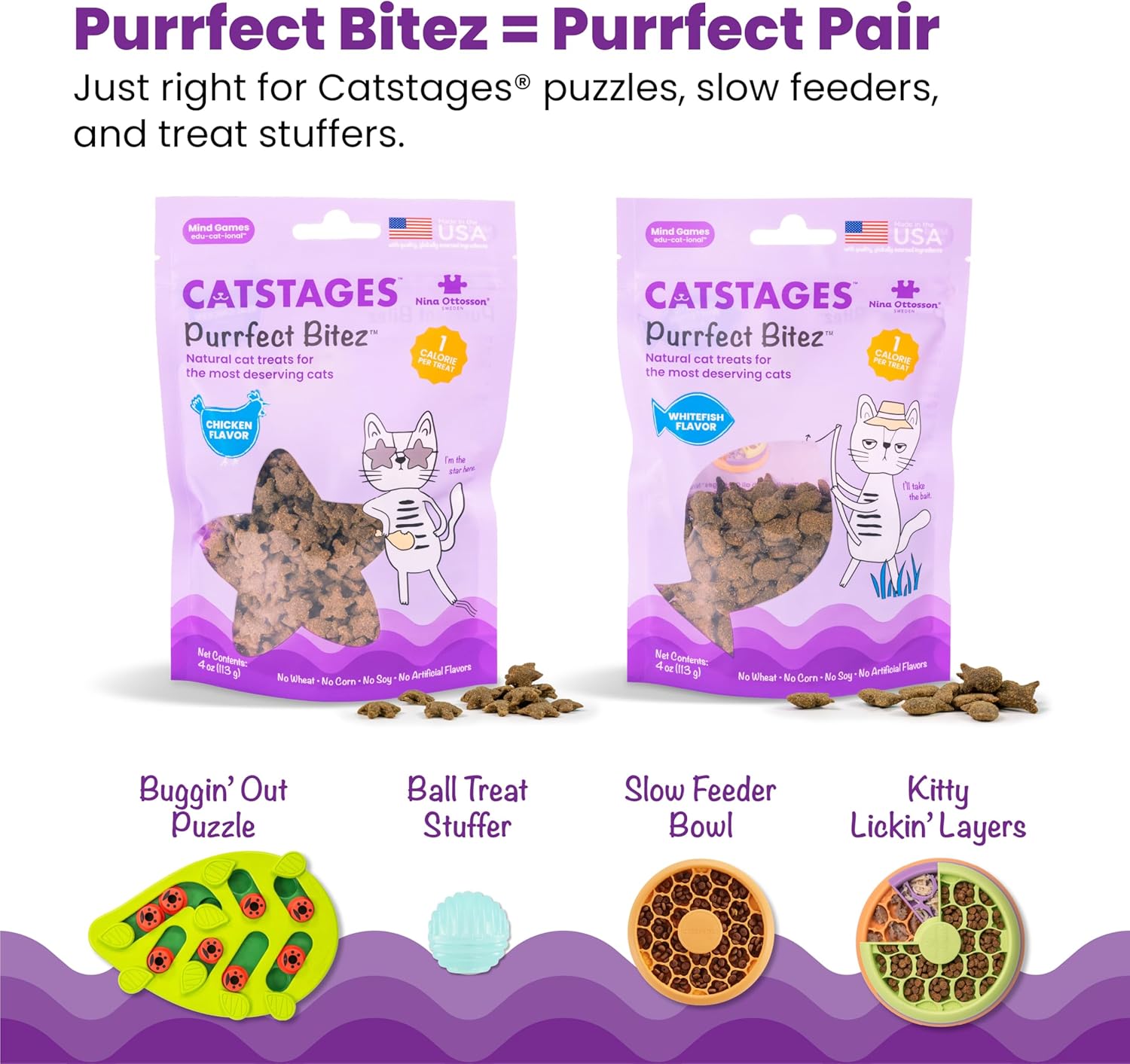 BPA free composite interactive cat toy with swiveling leaf flippers