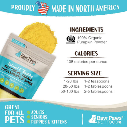 Grain free dried pumpkin food topper for sensitive pet stomachs