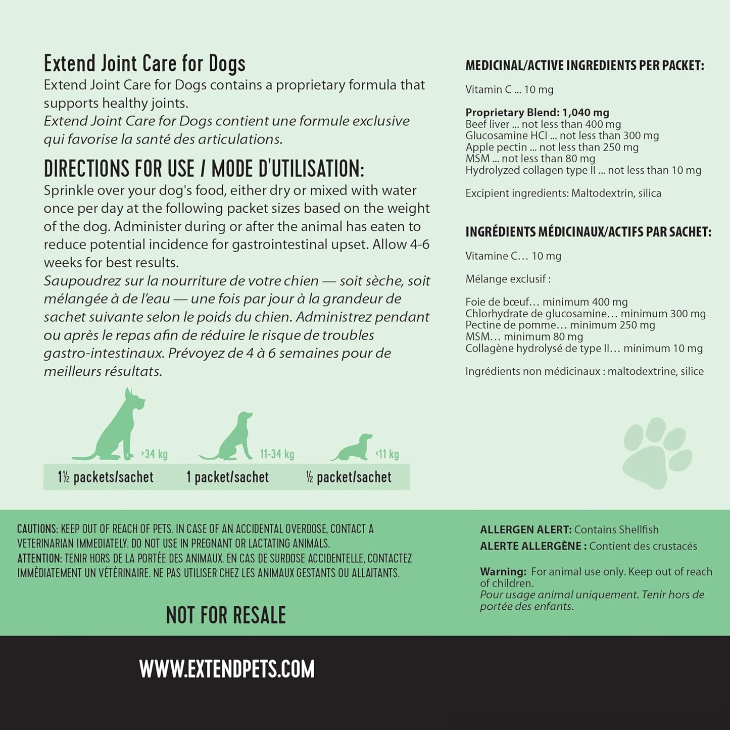 Extend Dog Hip and Joint Supplement Beef Flavored Powder Packets with Glucosamine, Chondroitin, MSM & Collagen, Hip & Joint Support, Mobility & Cartilage Health, Daily Dog Supplement, 60 Count - Image 9