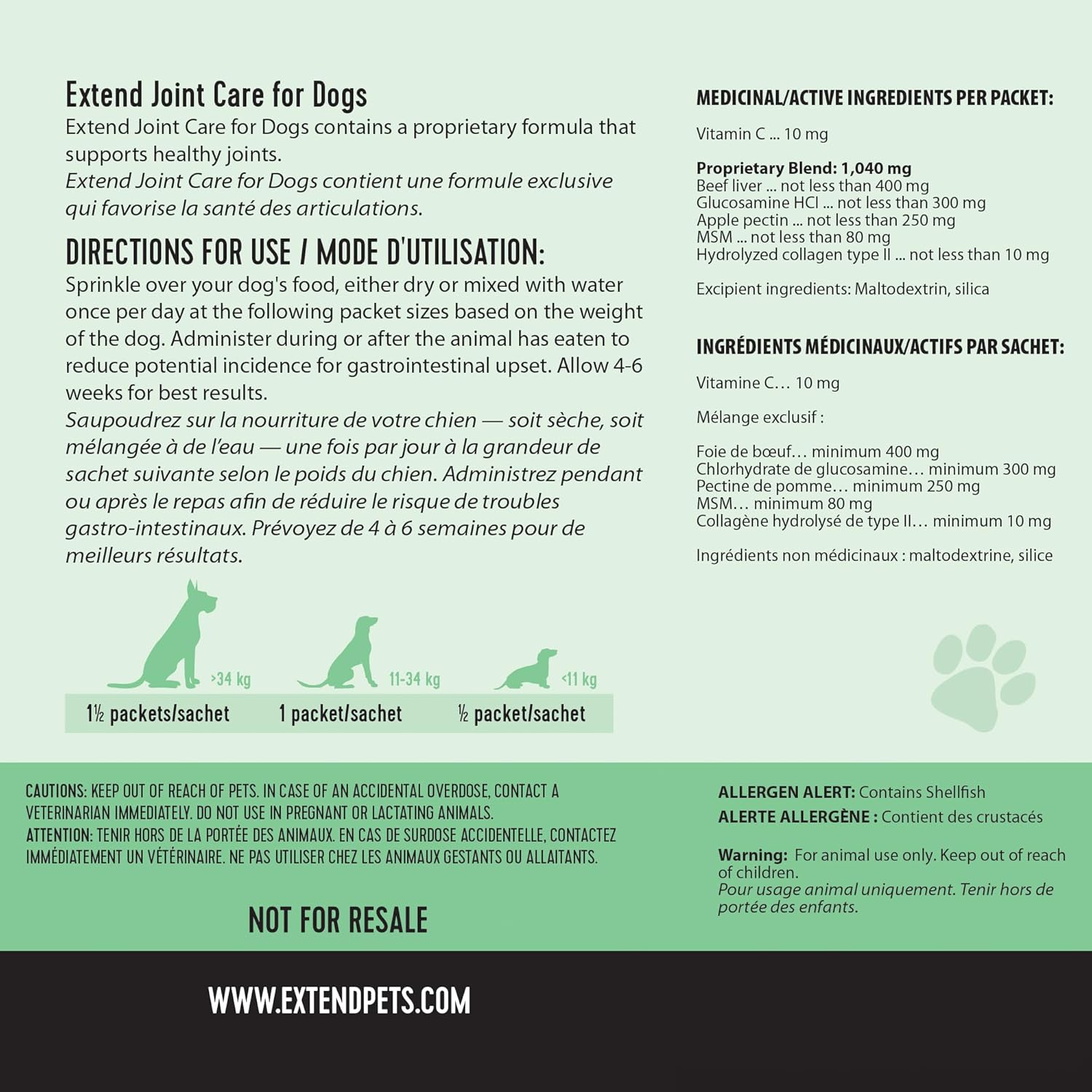 Extend Dog Hip and Joint Supplement Beef Flavored Powder Packets with Glucosamine, Chondroitin, MSM & Collagen, Hip & Joint Support, Mobility & Cartilage Health, Daily Dog Supplement, 60 Count - Image 9