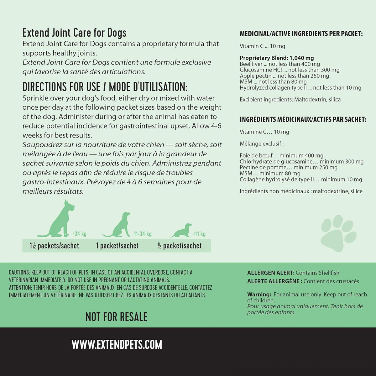 Extend Dog Hip and Joint Supplement Beef Flavored Powder Packets with Glucosamine, Chondroitin, MSM & Collagen, Hip & Joint Support, Mobility & Cartilage Health, Daily Dog Supplement, 60 Count - Image 9