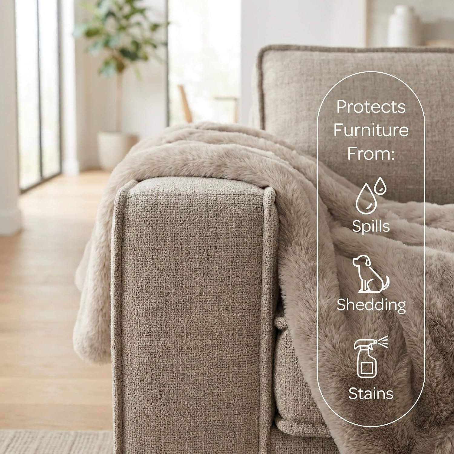 Compact waterproof pet furniture protector placed inside a car seat for travel.
