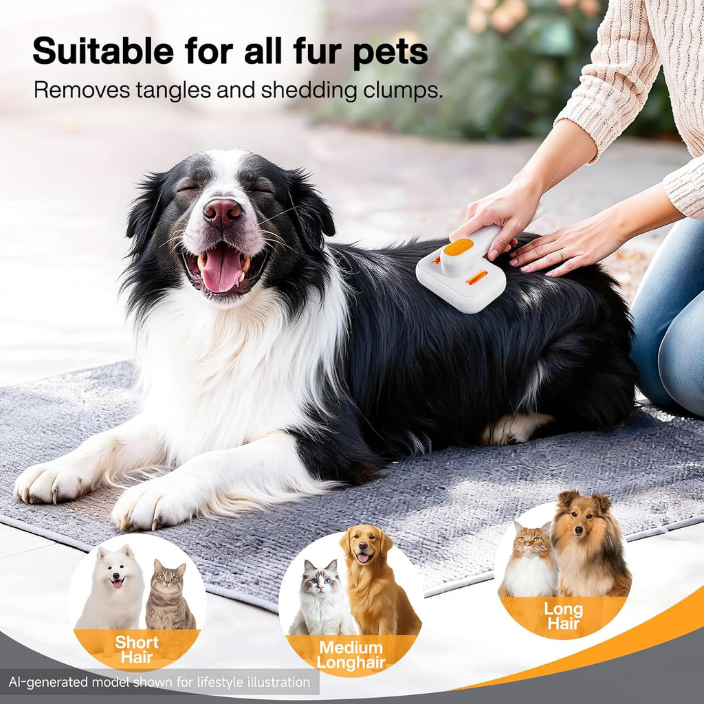 Siulmkot pet brush being used on a cat for deshedding