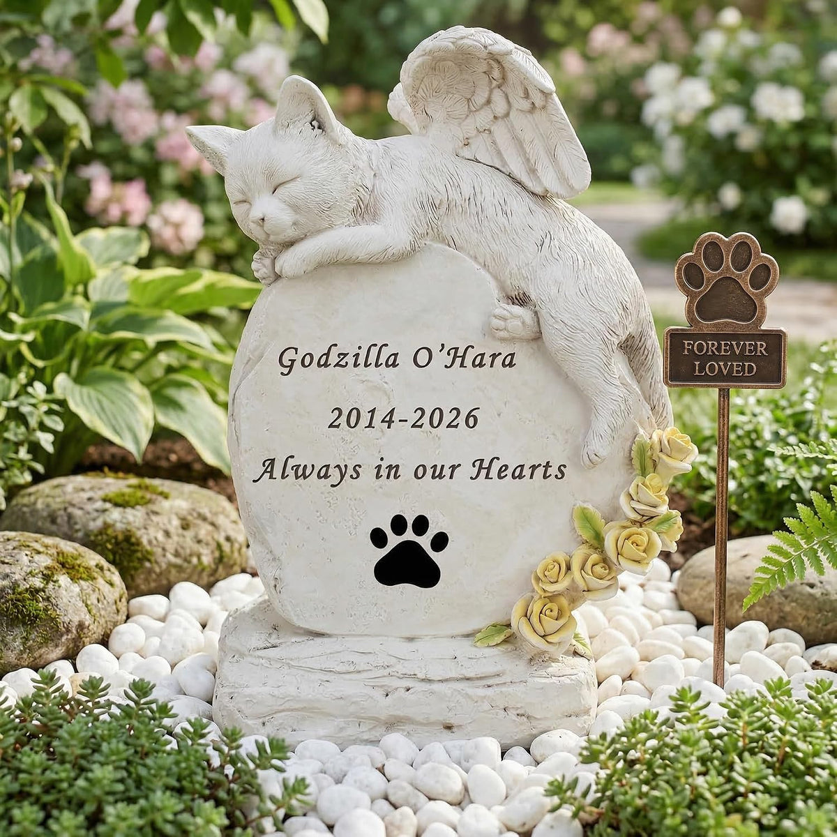 Personalized Garden Cat Memorial Stone - Peaceful Sleeping Kitten Angel Statue for Garden, Remembrance, cat memorial for graver and Loss - Pet Sympathy GiftCat Outdoor Memorial Gifts Gifts for Kitty - Image 10