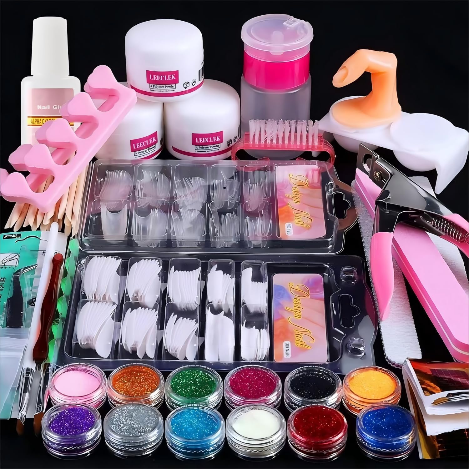 Anezus Leeclek acrylic nail kit for beginners front view