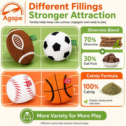 Agape 100% Natural Catnip & Silvervine Filled Cat Toy Balls with Bell Sound | 2 Pack Chew & Kicker Balls for Indoor Cats and Kittens, Helps Relieve Boredom, Encourages Exercise and Teeth Cleaning - Image 2
