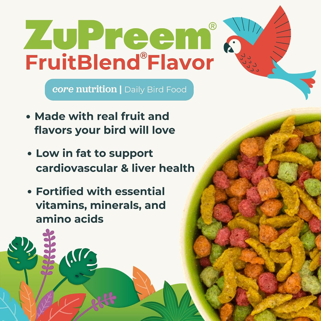 ZuPreem FruitBlend 907g packaging nutritional label view