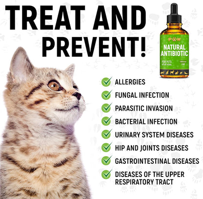 Golden Paw natural antibiotic for dogs and cats with detailed dosage instructions