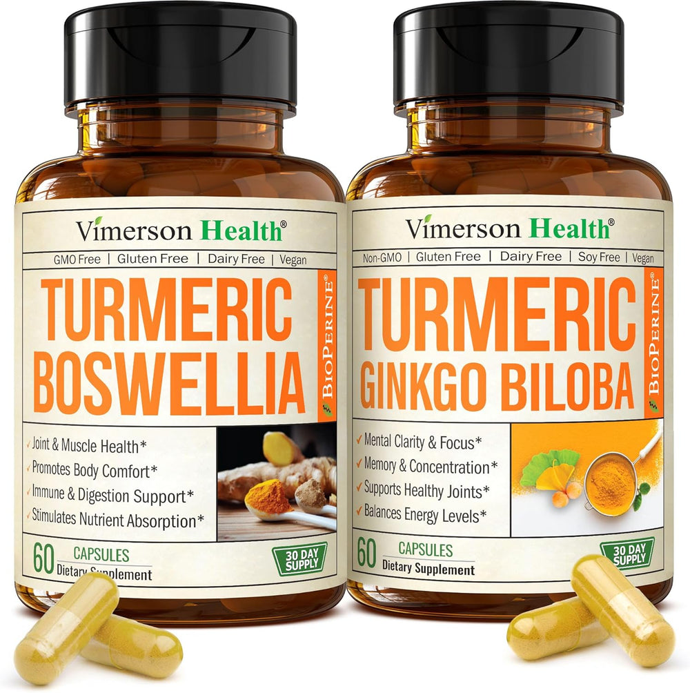 vimerson boswellia turmeric ginkgo biloba supplement bundle bottles