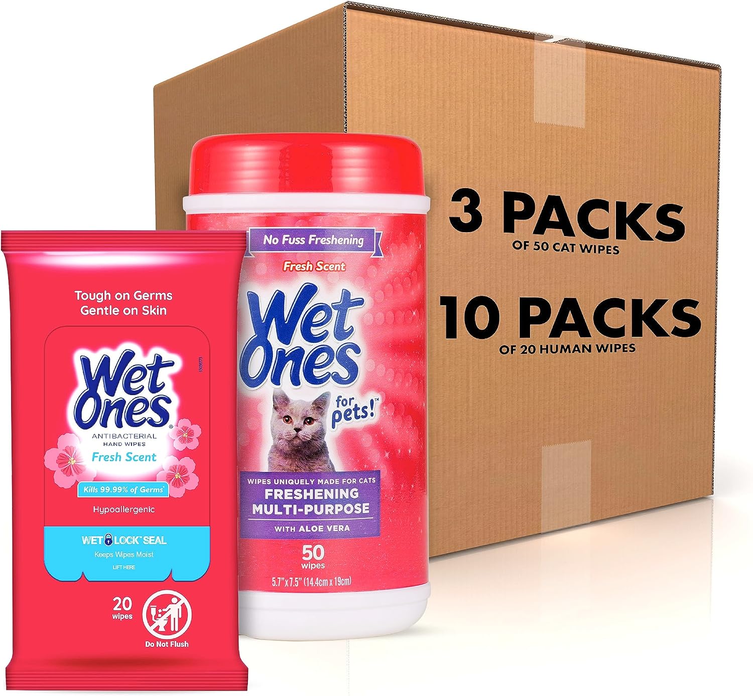 Wet Ones for Pets Freshening Multipurpose Wipes for Cats with Aloe Vera, Fresh Scent - Easy to Use Cat Cleaning Wipes for Pet Grooming in Canister, 50 Count - 3 Pack - Image 11