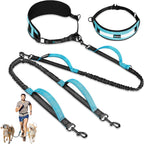 PetAmi Hands Free Double Dog Leash with Padded Lumbar Waist Belt, 360 No-Tangle Swivel Coupler, Bungee Shock Absorbing Dual Leash for Two Dogs Medium Large, Reflective, Purple - Image 9