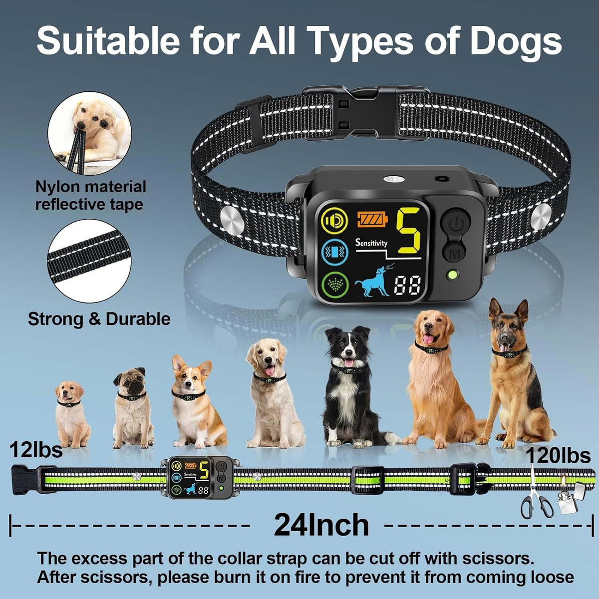 Side profile of Wacnem waterproof citronella collar