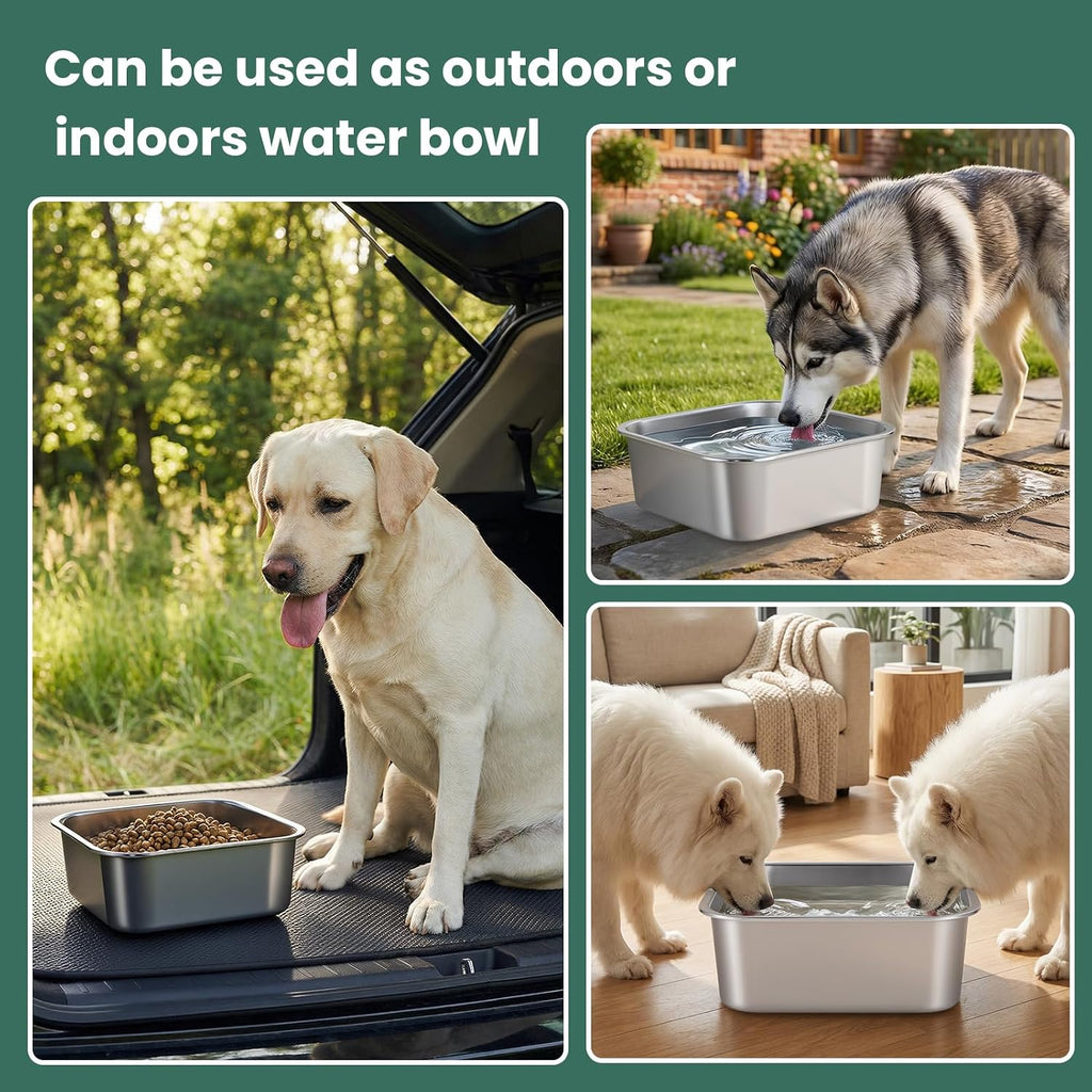 ZPUFAW heavy duty rust resistant metal pet bowl being loaded into a kitchen dishwasher.