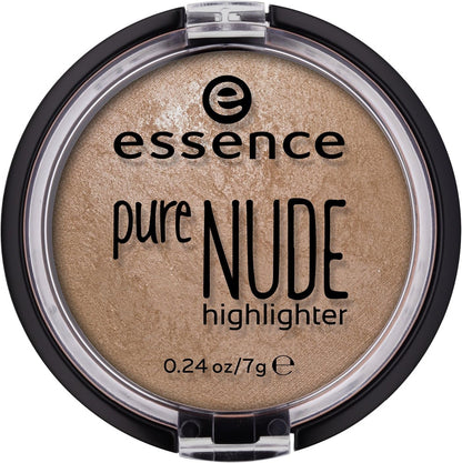 Essence Pure Nude Highlighter 10 Be My Highlight compact front view showing smooth baked powder texture.