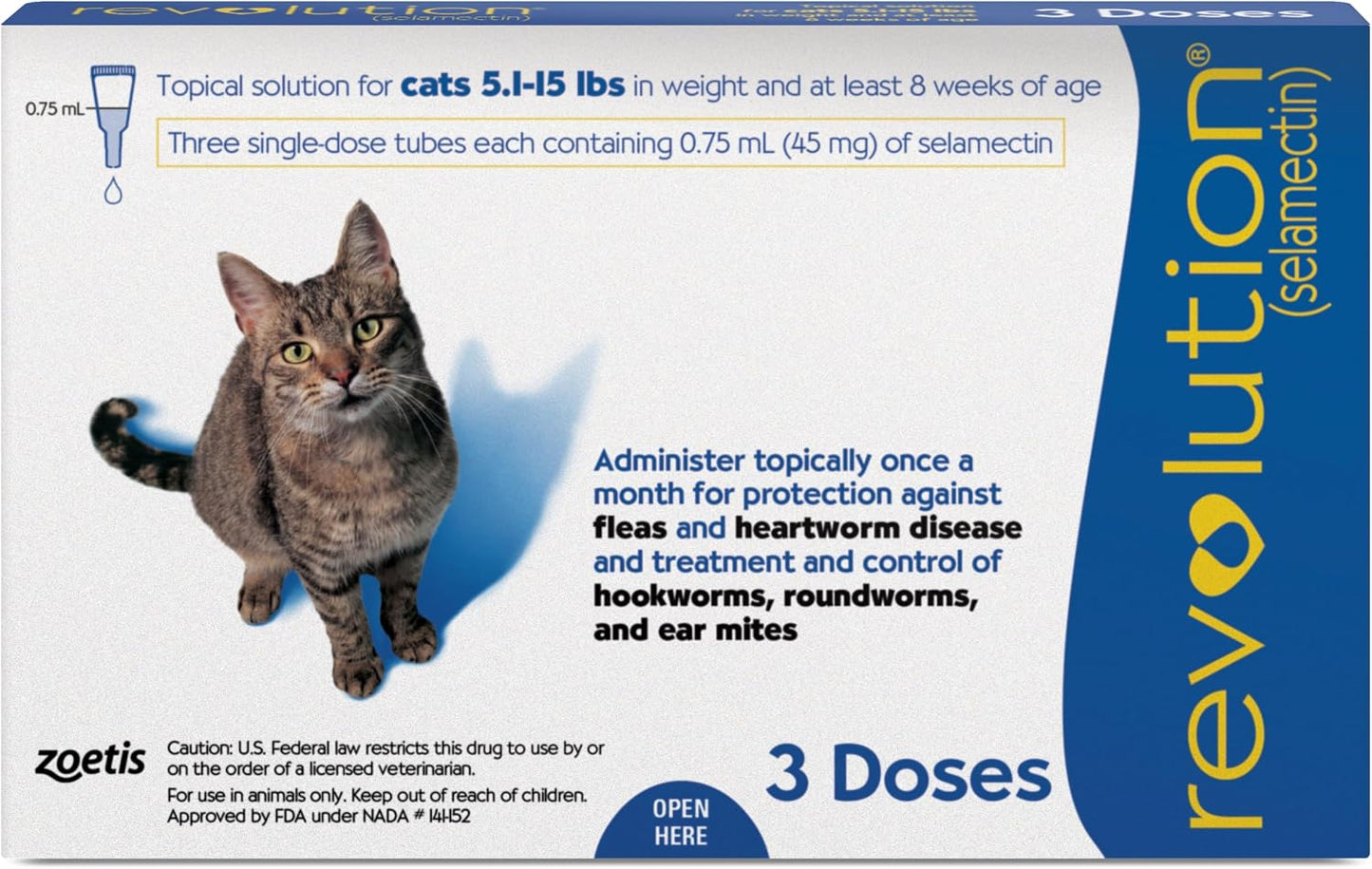 Revolution (selamectin) Topical Solution for Cats, 5.1-15 lbs (Blue), 6 Tubes - Image 9