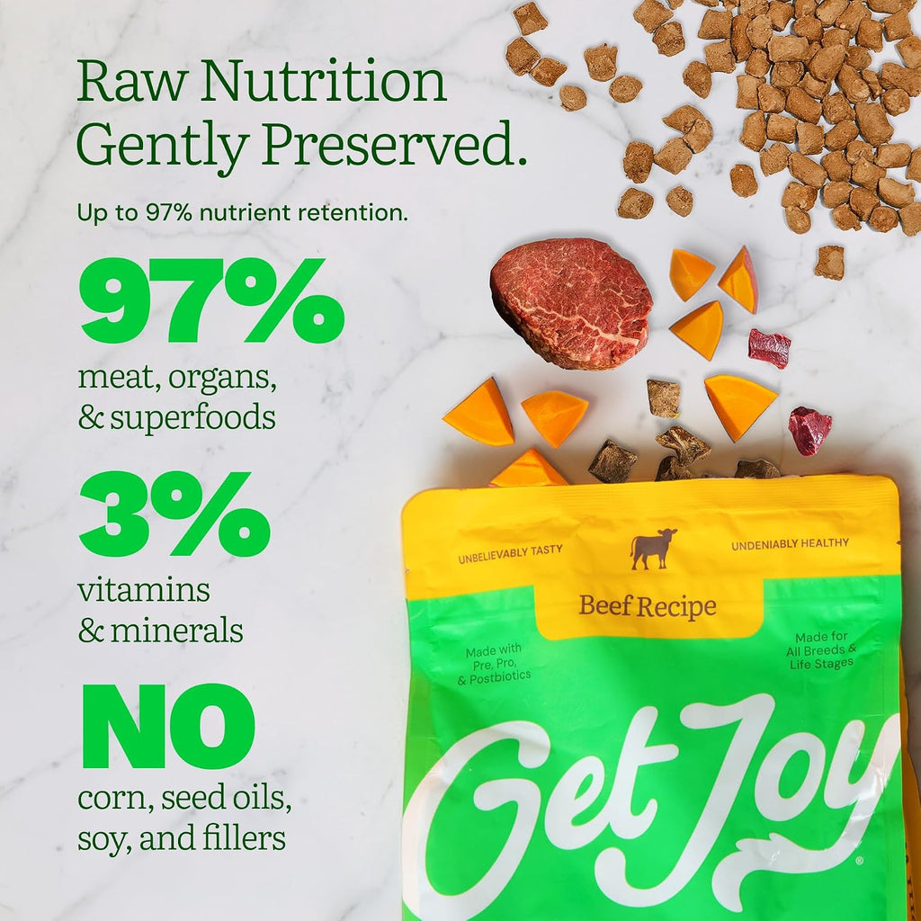 Get Joy gut health dog food formula with probiotics ingredient list
