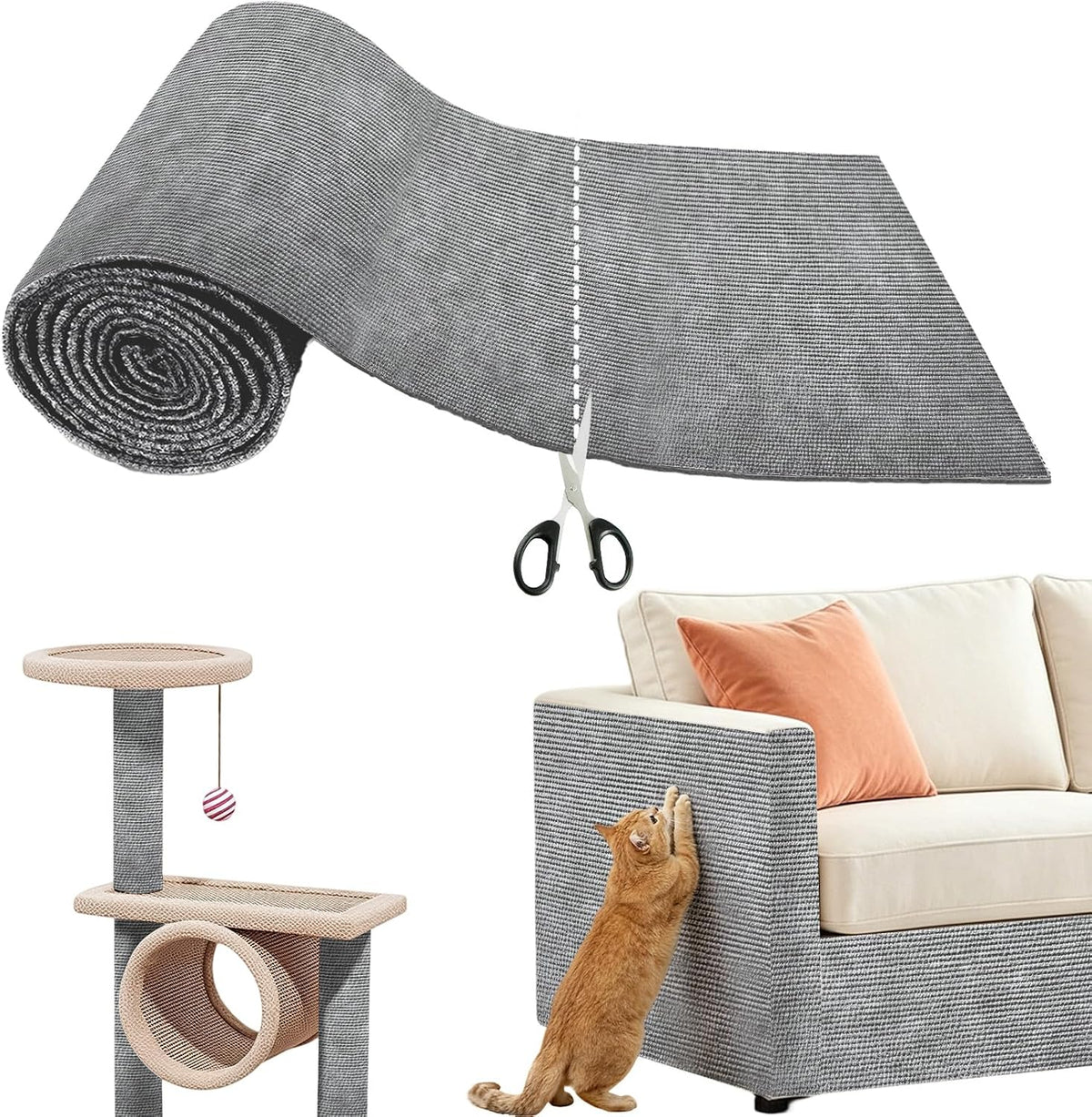 Srebay light gray cat scratch mat front view