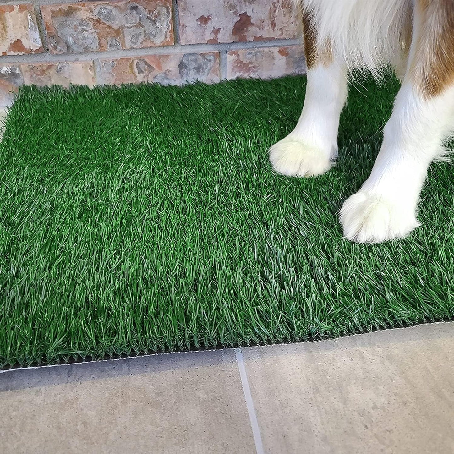 Detailed view of artificial grass mat for dog potty training