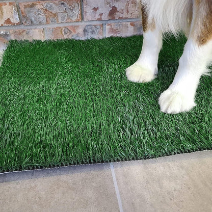 Detailed view of artificial grass mat for dog potty training
