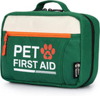 Rhino Rescue Dog First Aid Kit front view of the compact green and cream pet emergency bag.