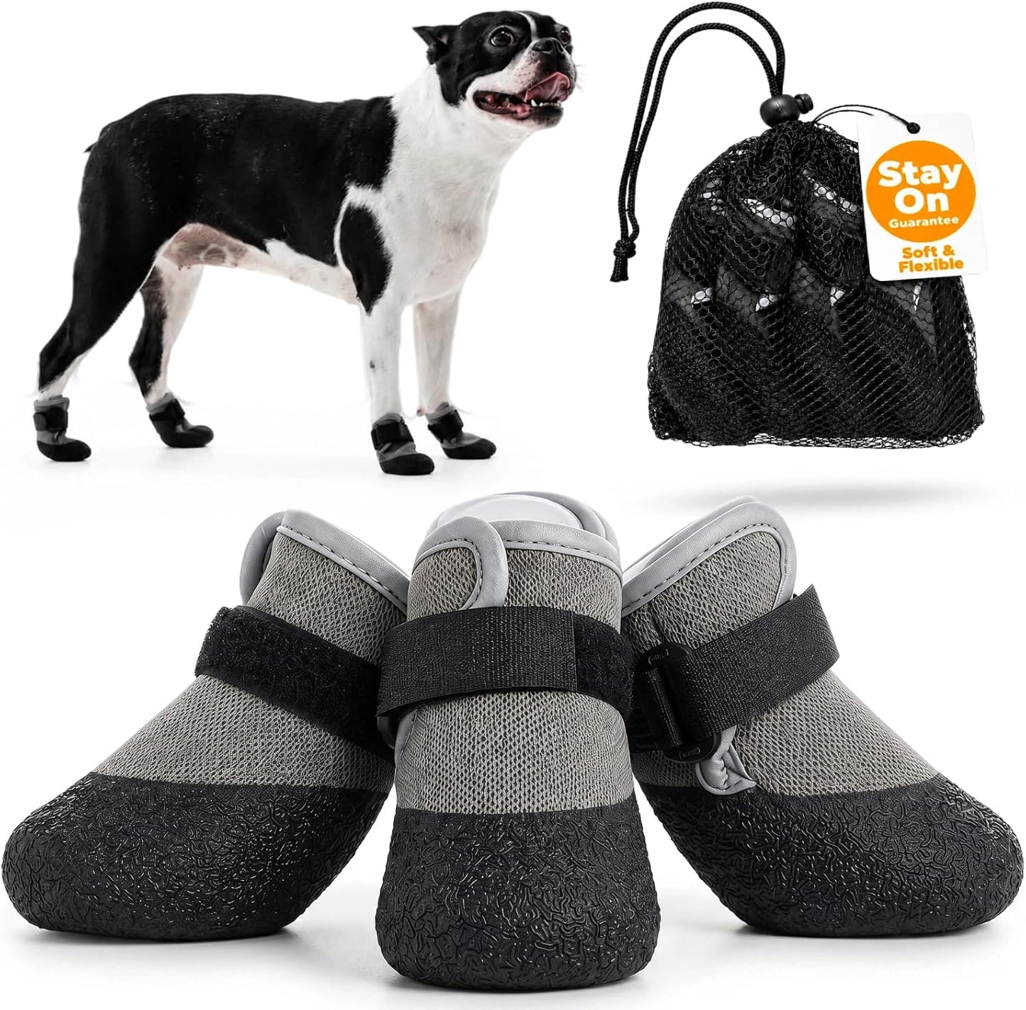 T'CHAQUE 4-Pack dog summer shoes front view for large dogs