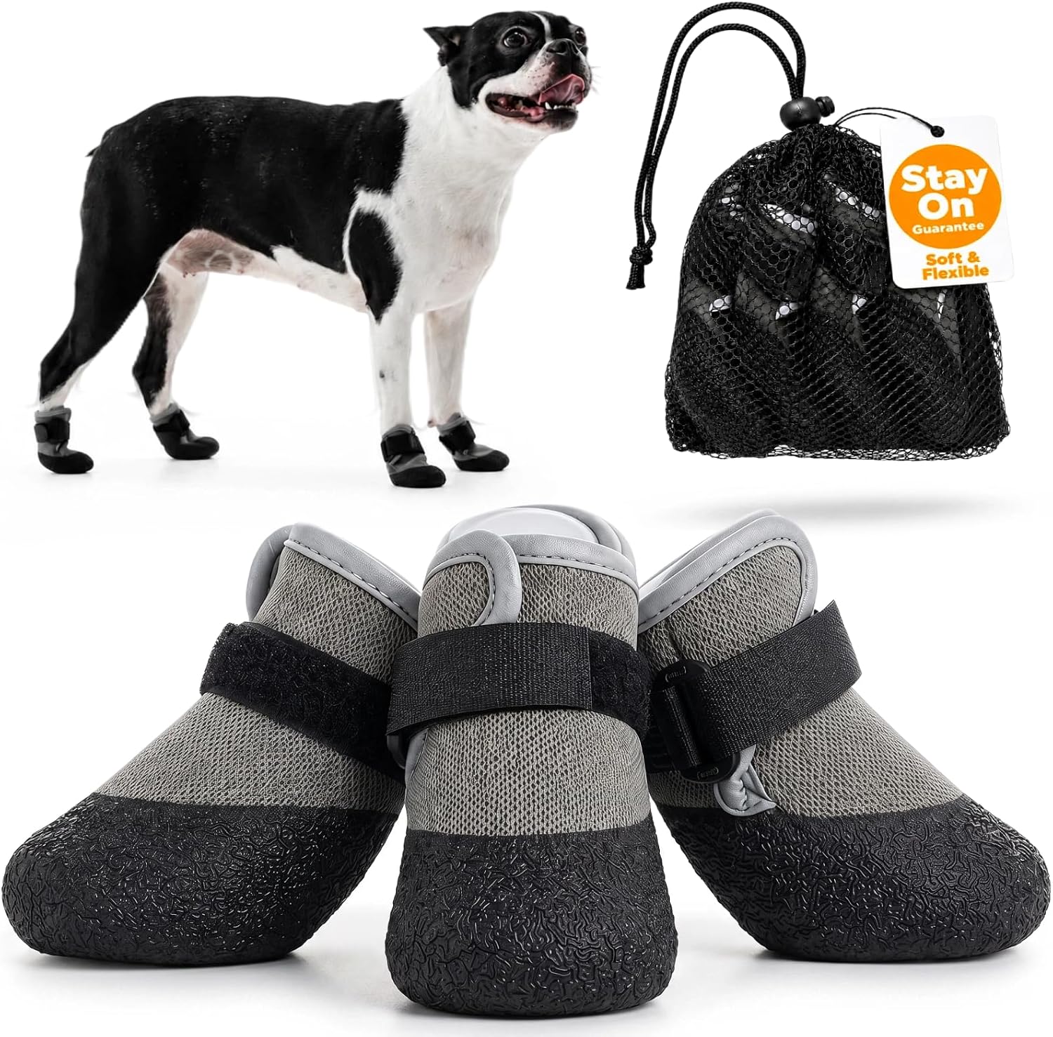 T'CHAQUE 4-Pack dog summer shoes front view for large dogs
