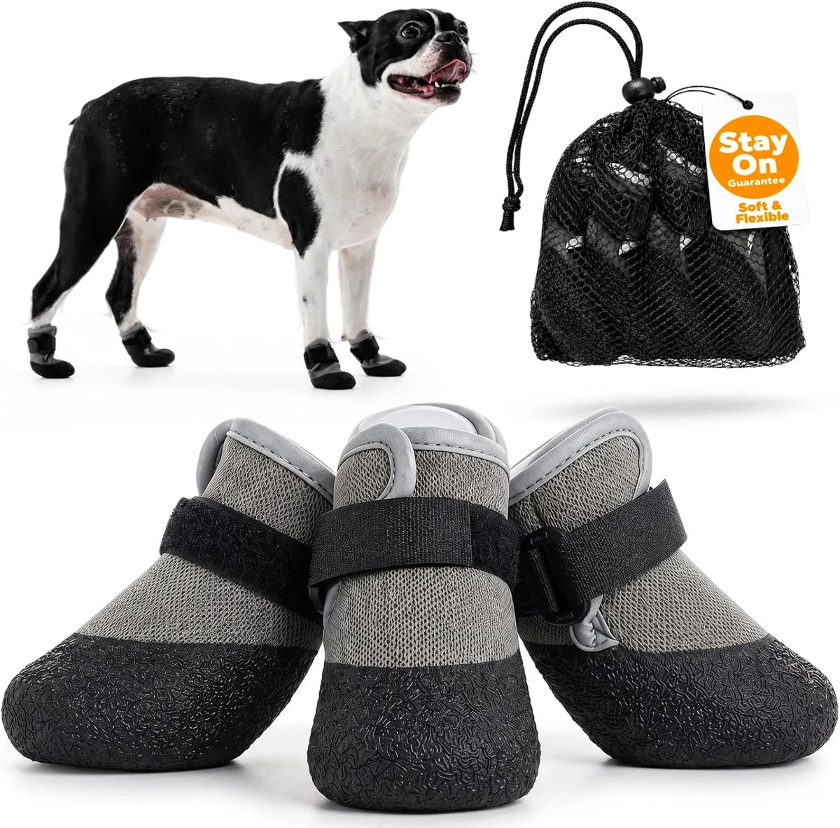 T'CHAQUE 4-Pack dog summer shoes front view for large dogs