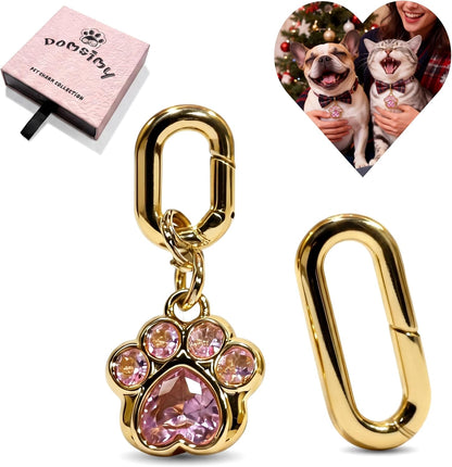 Paw Print Crystal Charm for Dog Cat Collar - Sparkling Simulated Diamond Pendant with Double Safety Clasps - Small Pet Jewelry Charm for Puppy Kitten - Also Fits as Purse Charms & Keychain Decor - Image 10