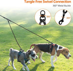 Taglory dual leash extension for two dogs displaying the 360 degree tangle free swivel hardware.