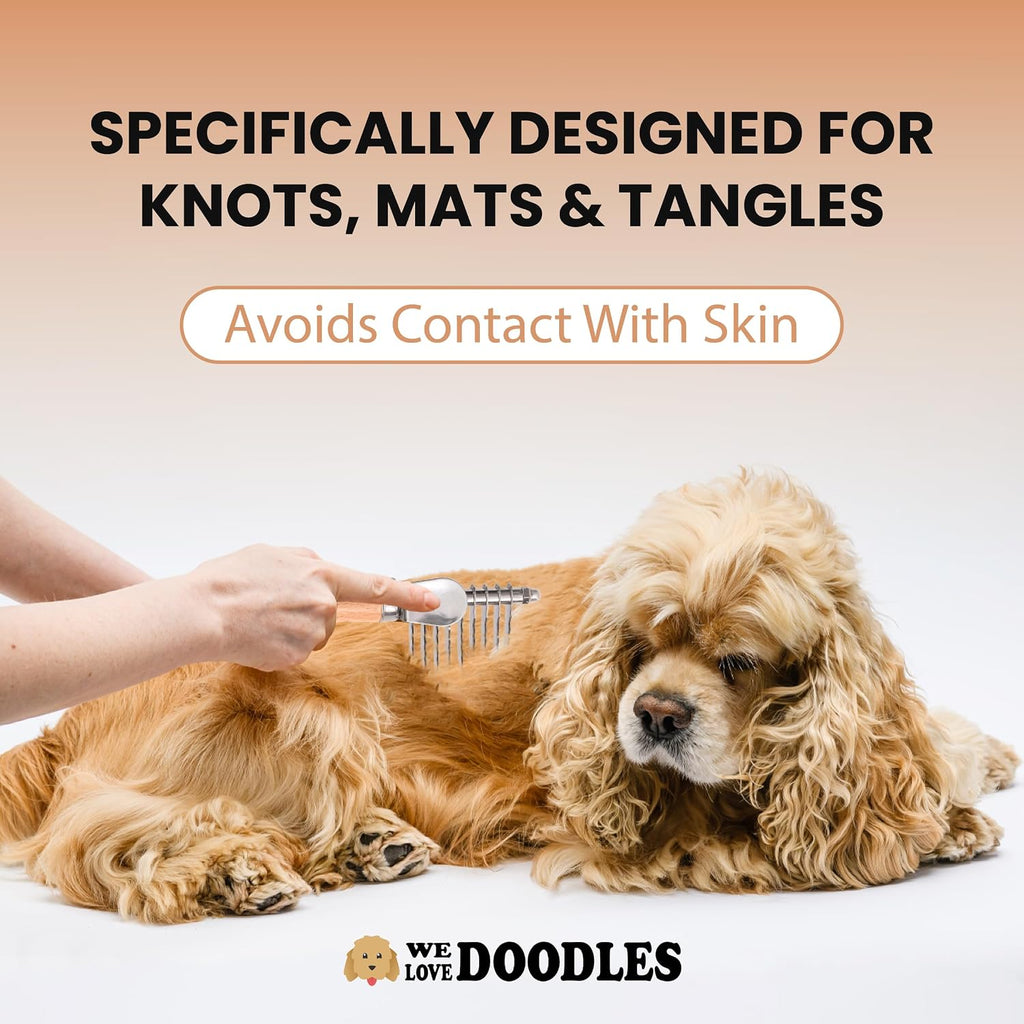 We Love Doodles Pet Dematting Comb and Pet Dematting Brush & Rake - Brown, Stainless Steel Deshedding Undercoat Rake and Detangler Brush for Dogs, Grooming Tool for Detangling, Thinning and Shedding - Image 9