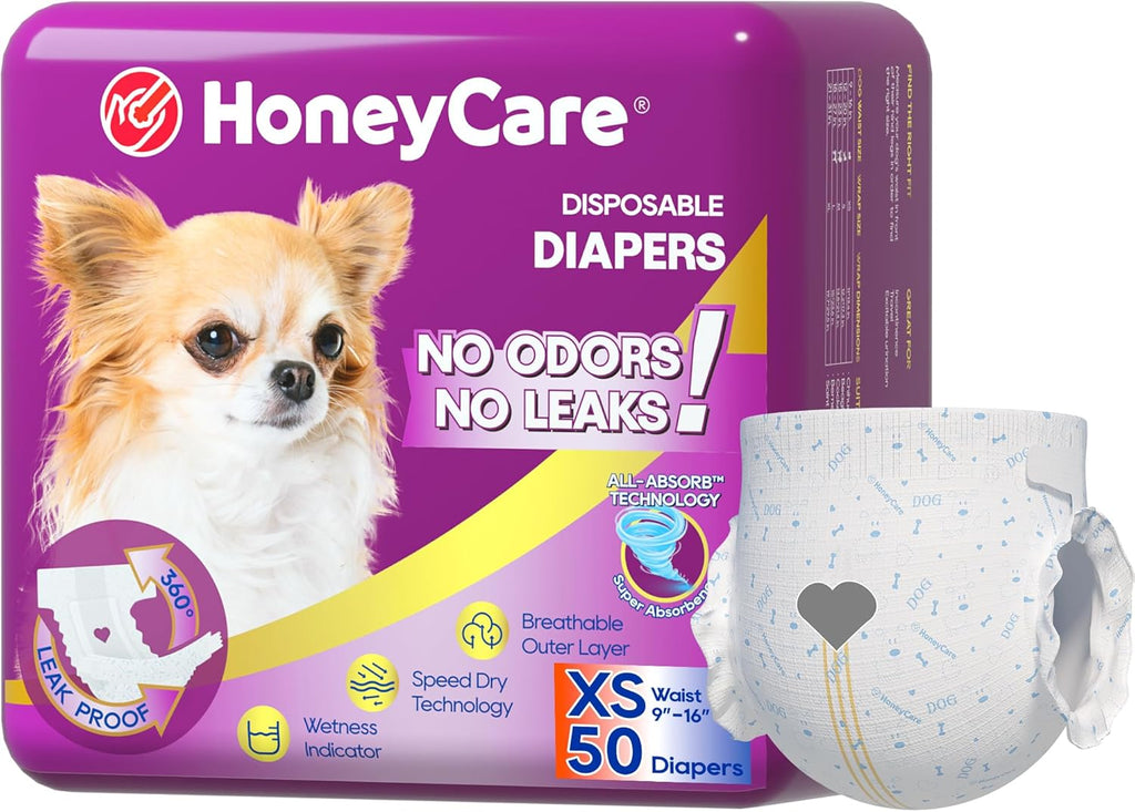 HONEY CARE All-Absorb Disposable Female Dog Diapers Small Size, Improved, 40 Count, Super Absorbent, Breathable, Wetness Indicator (Pack of 1, 40 Count Total) - Image 11