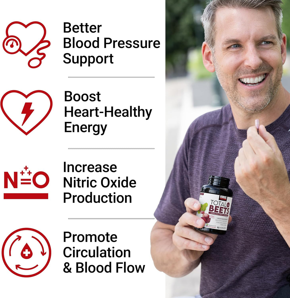 Force Factor Total Beets 1800mg Beet Root Capsules, Blood Pressure Support - Image 3
