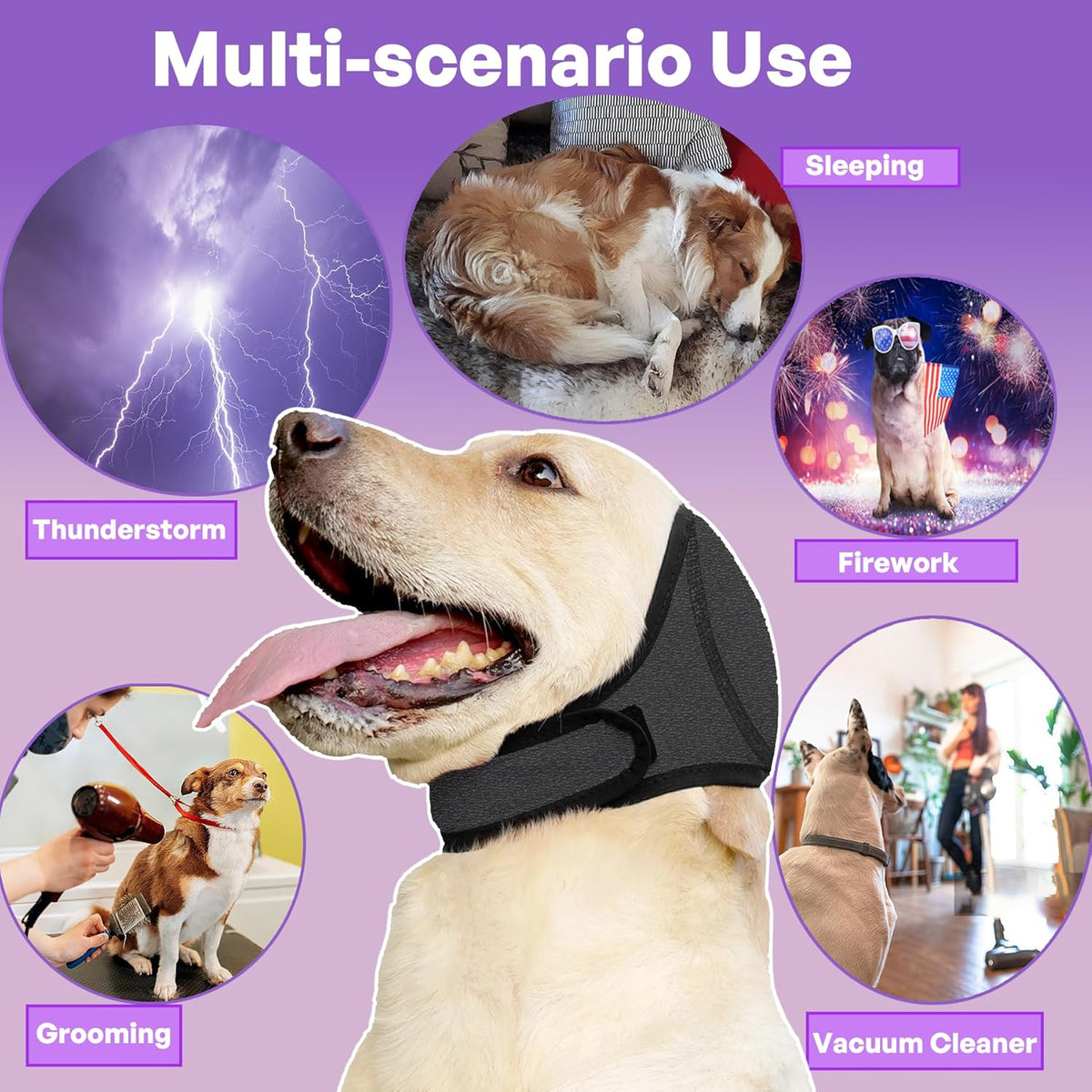 Fenyotech elastic no shake dog hoodie for grooming and blow drying noise control.