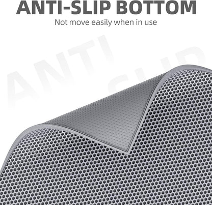 Textured anti slip backing of the ESTHELLO double layer washable mat.