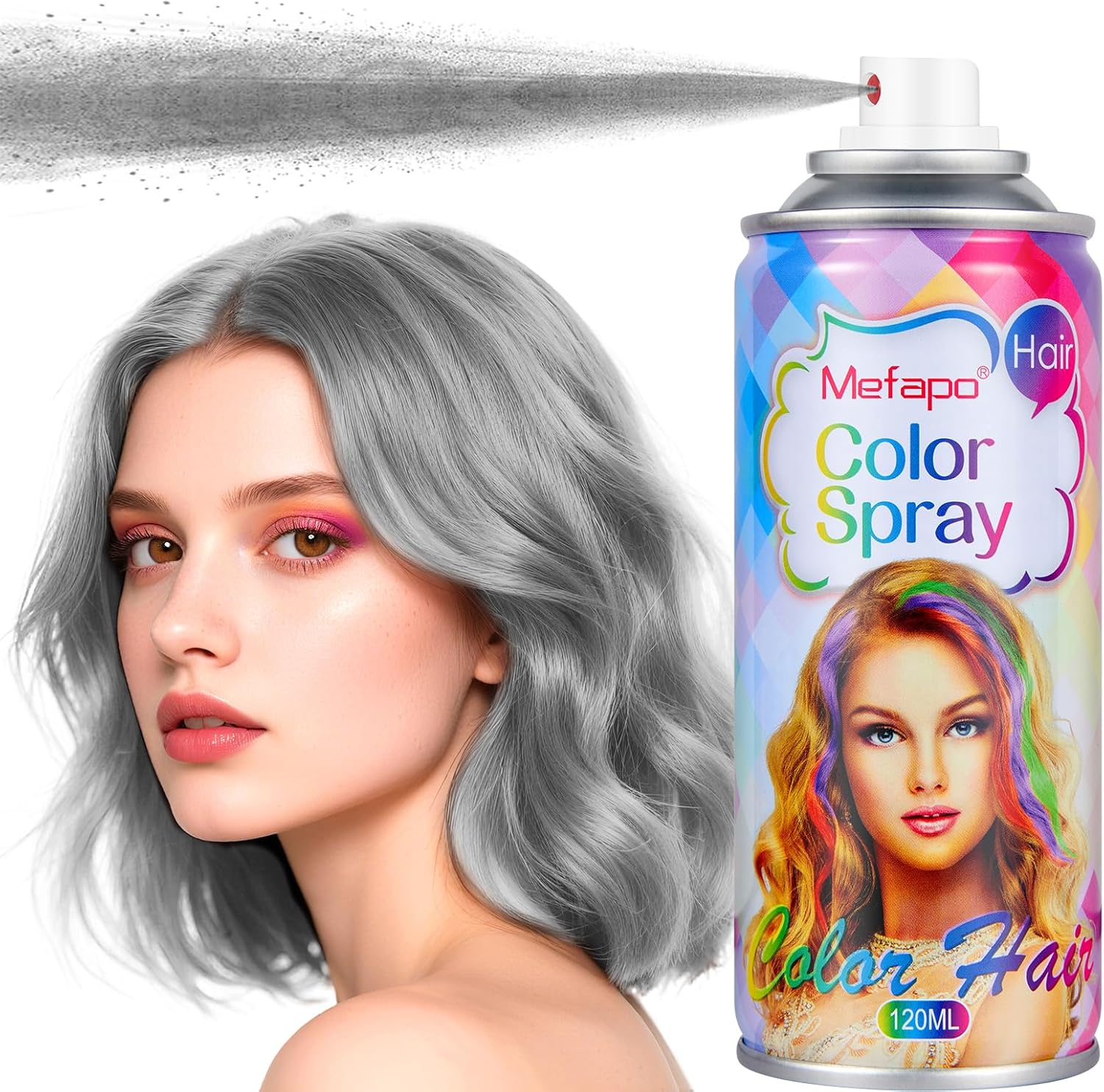 PoriaCare temporary gray hair color spray front view showing silver bottle packaging.