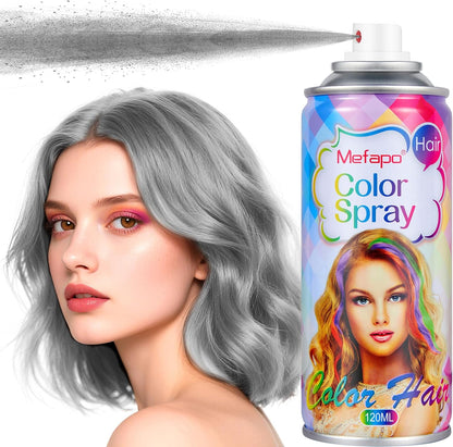 PoriaCare temporary gray hair color spray front view showing silver bottle packaging.