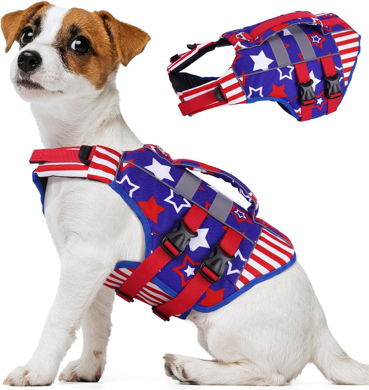 Kuoser Dog Life Jacket Large, High Flotation Puppy Safety Vest for Swimming Boating, Reflective Water Vest Pet Life Preserver with Rescue Handle, Orange L - Image 9